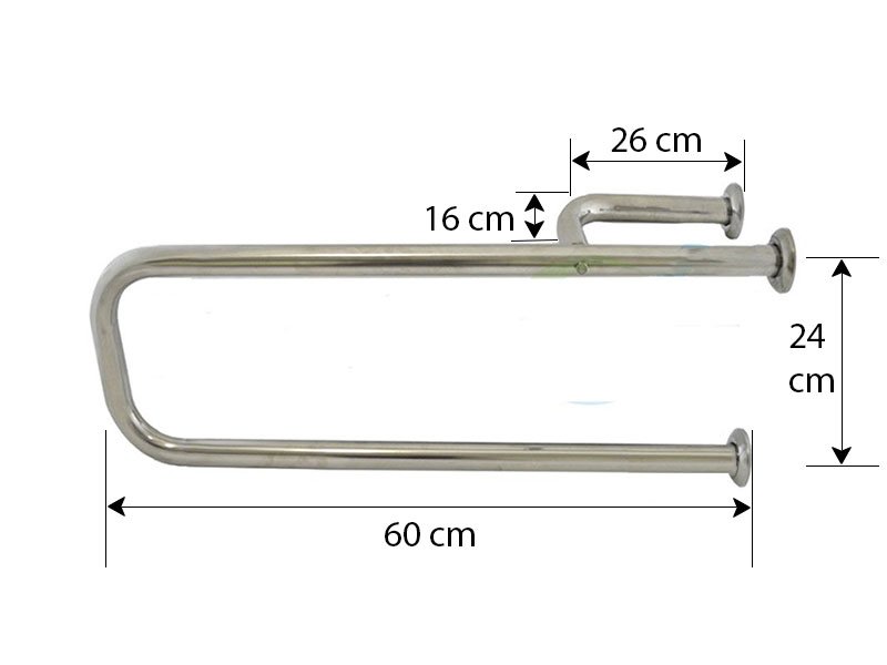 Barra Apoio Inox 60cm Banheiro em Inox com Reforço Lateral (Direita) 113.046